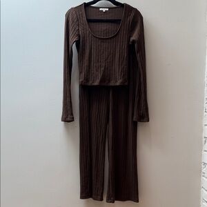 Z Supply Brown Ribbed Jumpsuit